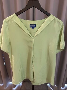 Pendleton Pastel Lime V-Neck Short Sleeve Blouse